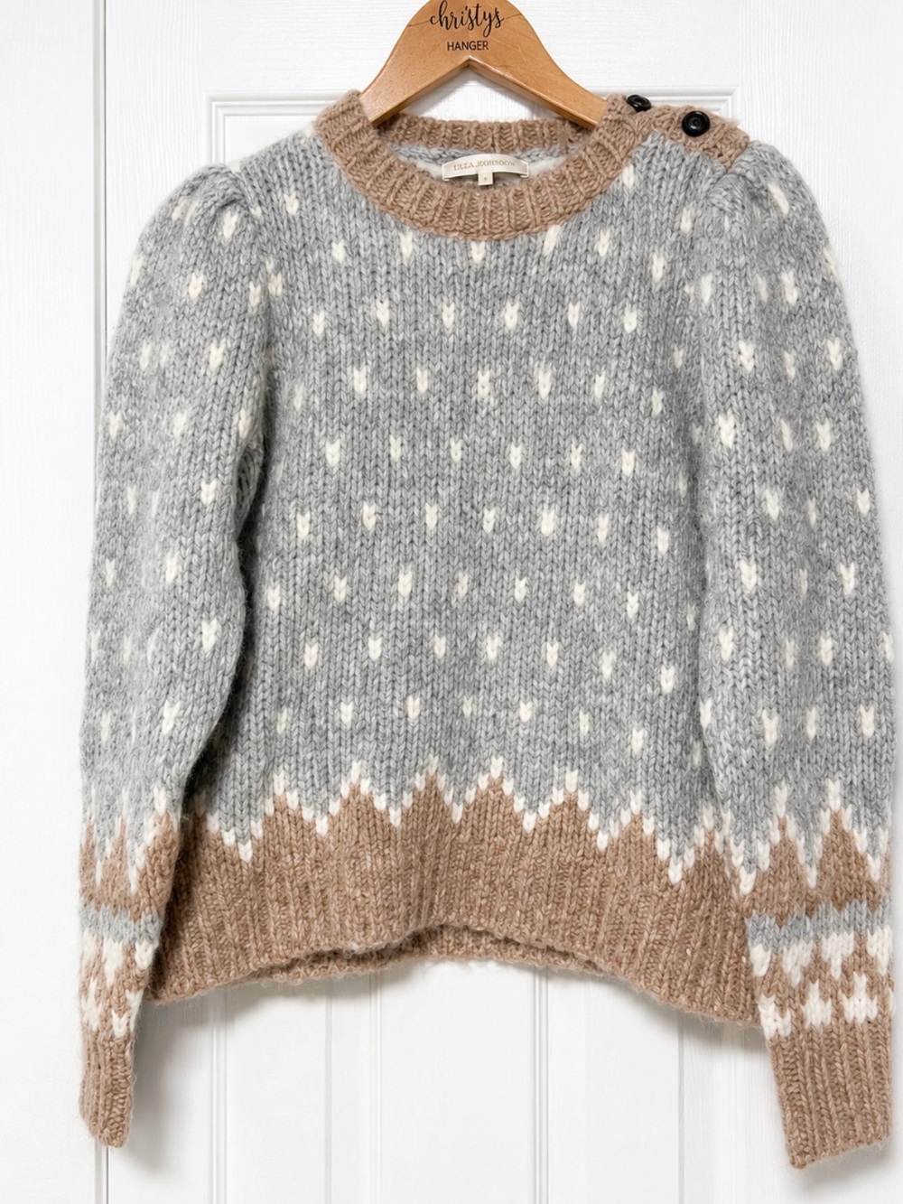 LoveShackFancy Rosie Fair Isle Alpaca Wool Blend Sweater XS